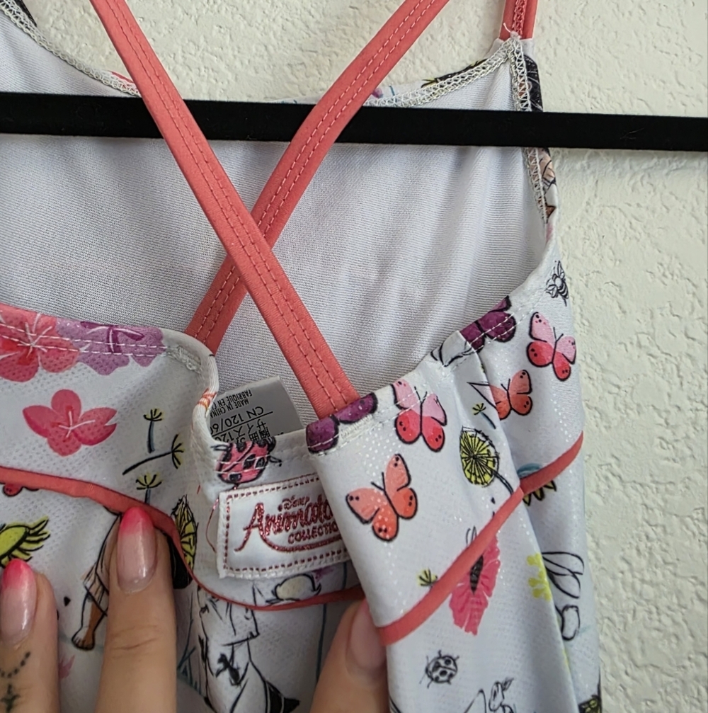 Authentic Disney Animators Collection Kids Swim One Piece - White and Pink - Picture 5 of 8
